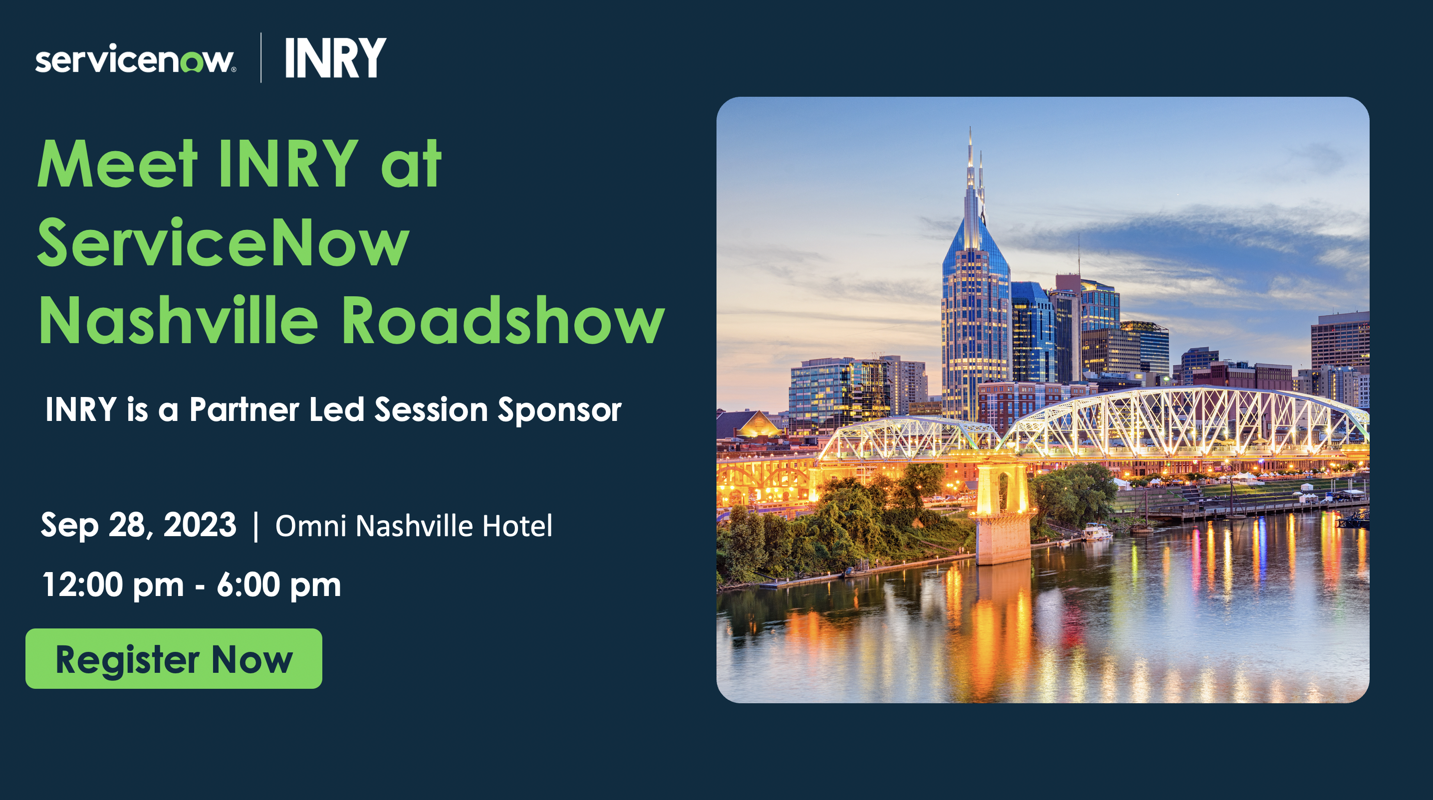 Meet INRY at ServiceNow Nashville Healthcare Road Show