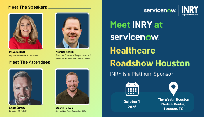 Join INRY at the ServiceNow Healthcare Roadshow Houston